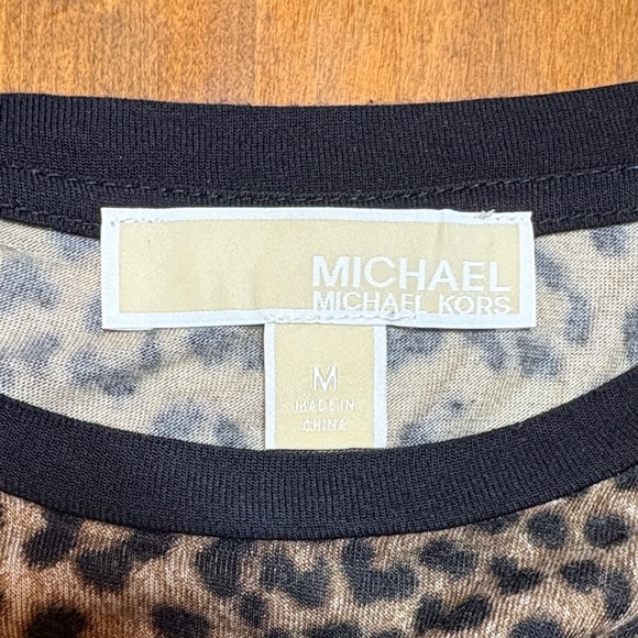 Michael Kors Animal Print Top with Black Trim, Medium - Picture 4 of 12